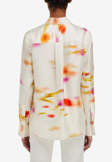 Ferragamo Blossom Print Long-Sleeved Shirt 13G785 C 781950 MASCARPONEREDCHERPINK
