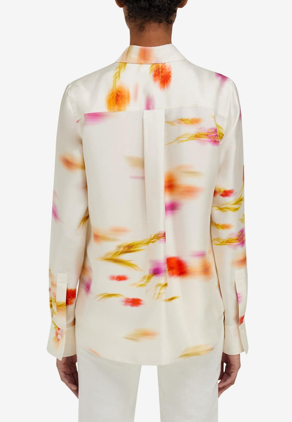 Ferragamo Blossom Print Long-Sleeved Shirt 13G785 C 781950 MASCARPONEREDCHERPINK