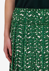 Ferragamo Tropical Forest Pleated Maxi Skirt Green 13H208 S 785398 GREEN