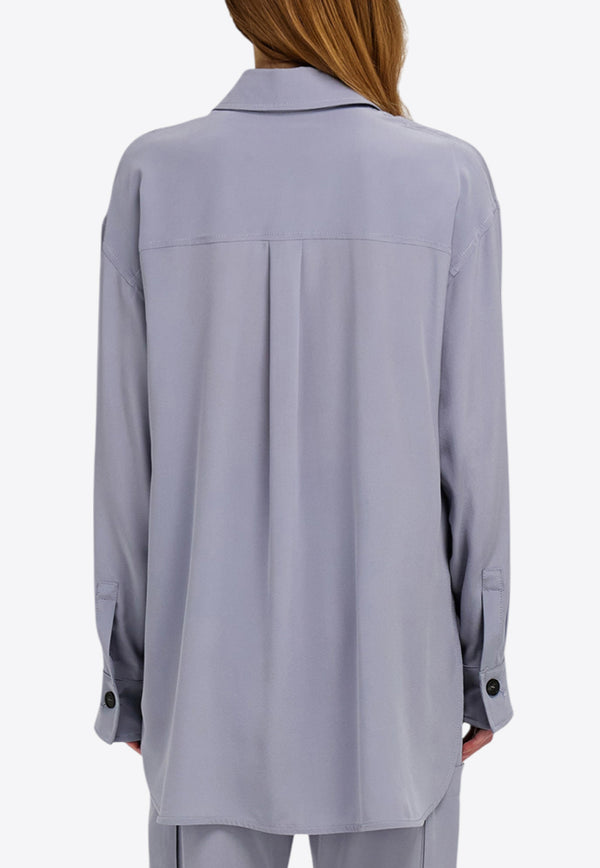 Ferragamo Long Sleeved Button-Up Silk Shirt Gray 13H210 C 785704 FOG GRAY