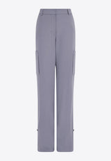 Ferragamo Straight-Leg Silk Cargo Pants Gray 13H216 P 784714 FOG GRAY