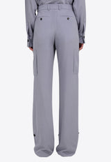Ferragamo Straight-Leg Silk Cargo Pants Gray 13H216 P 784714 FOG GRAY