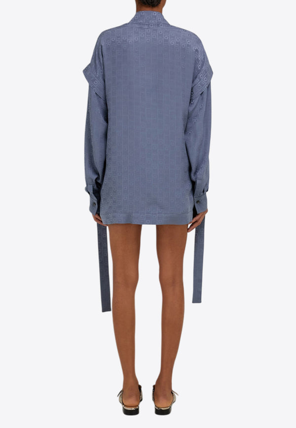 Ferragamo All-Over Monogram Button-Up Shirt Graphite 13H313 C 785406 GRAPHITE