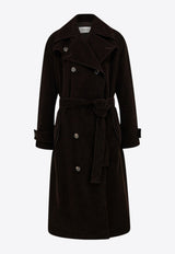 Ferragamo Double-Breasted Corduroy Trench Coat Dark Brown 13H371 T 785022 DARK EXPRESSO