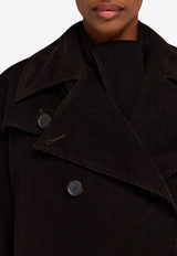Ferragamo Double-Breasted Corduroy Trench Coat Dark Brown 13H371 T 785022 DARK EXPRESSO