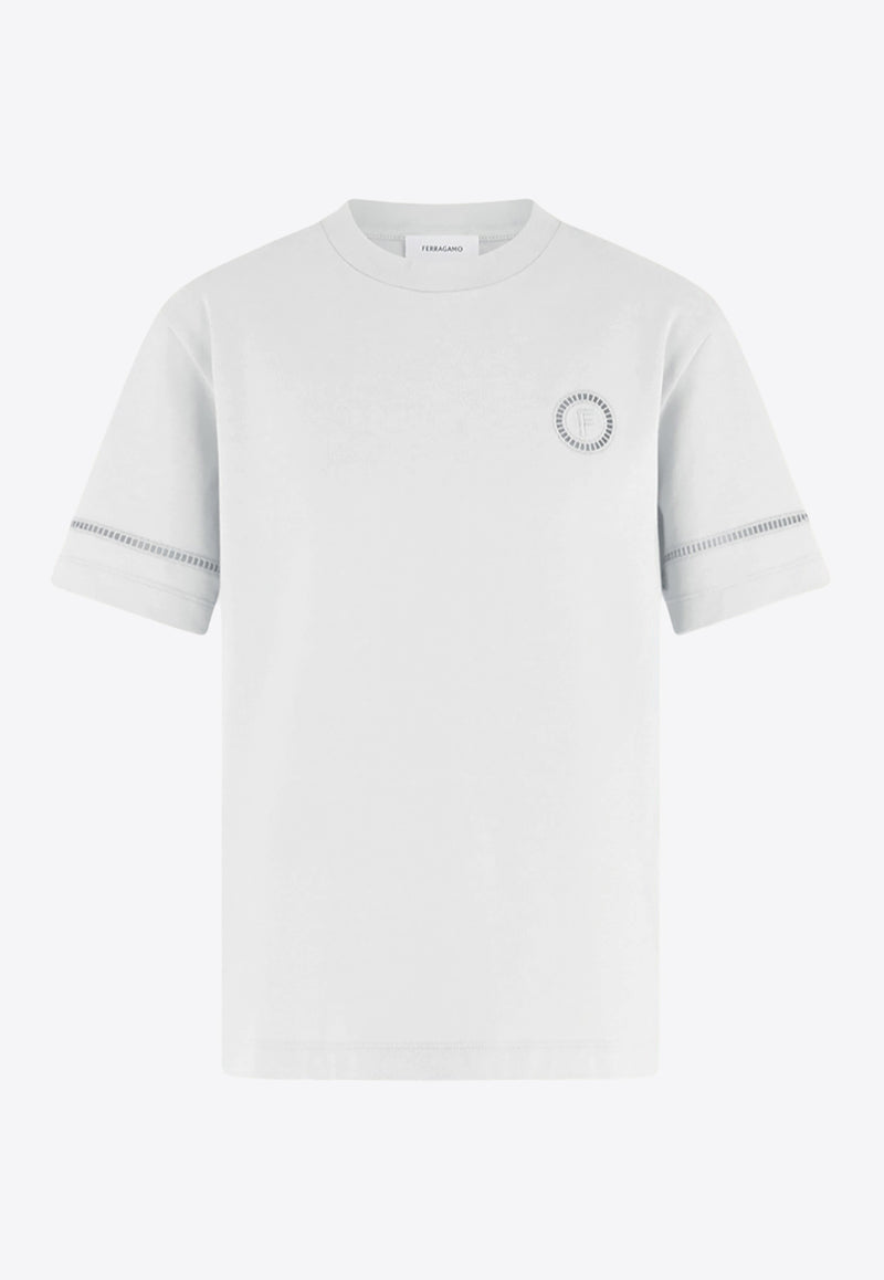 Ferragamo Logo Embroidered T-shirt White 13H373 785855 WHITE