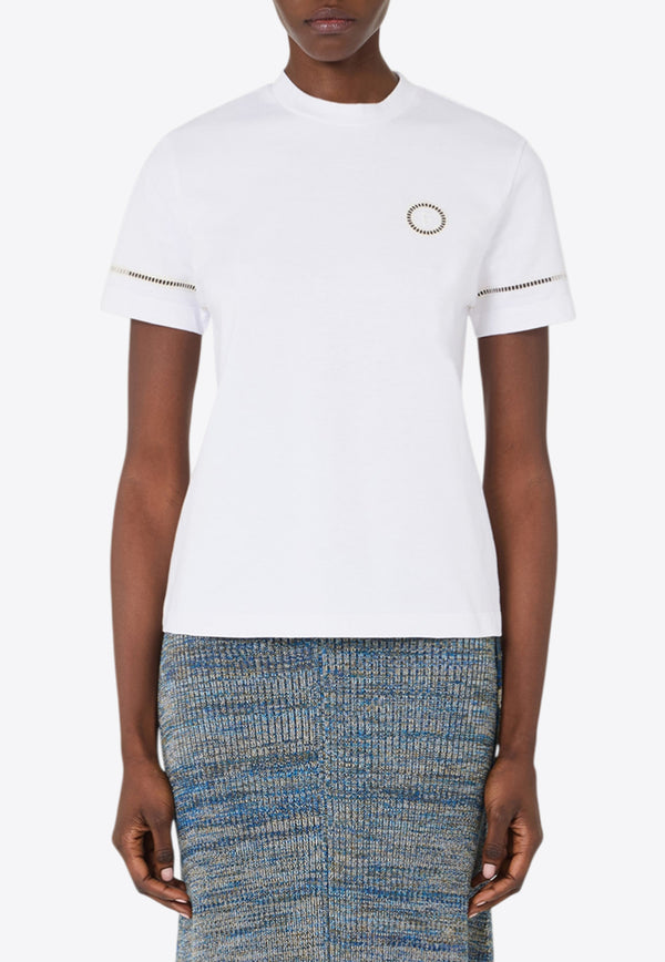 Ferragamo Logo Embroidered T-shirt White 13H373 785855 WHITE