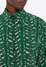 Ferragamo Tropical Forest Button-Up Shirt Green 13H409 C 785553 GREEN