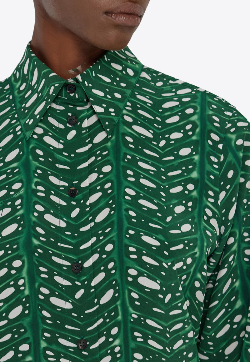 Ferragamo Tropical Forest Button-Up Shirt Green 13H409 C 785553 GREEN