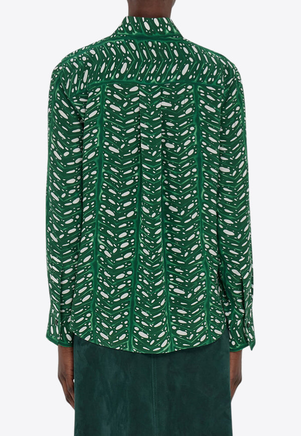 Ferragamo Tropical Forest Button-Up Shirt Green 13H409 C 785553 GREEN