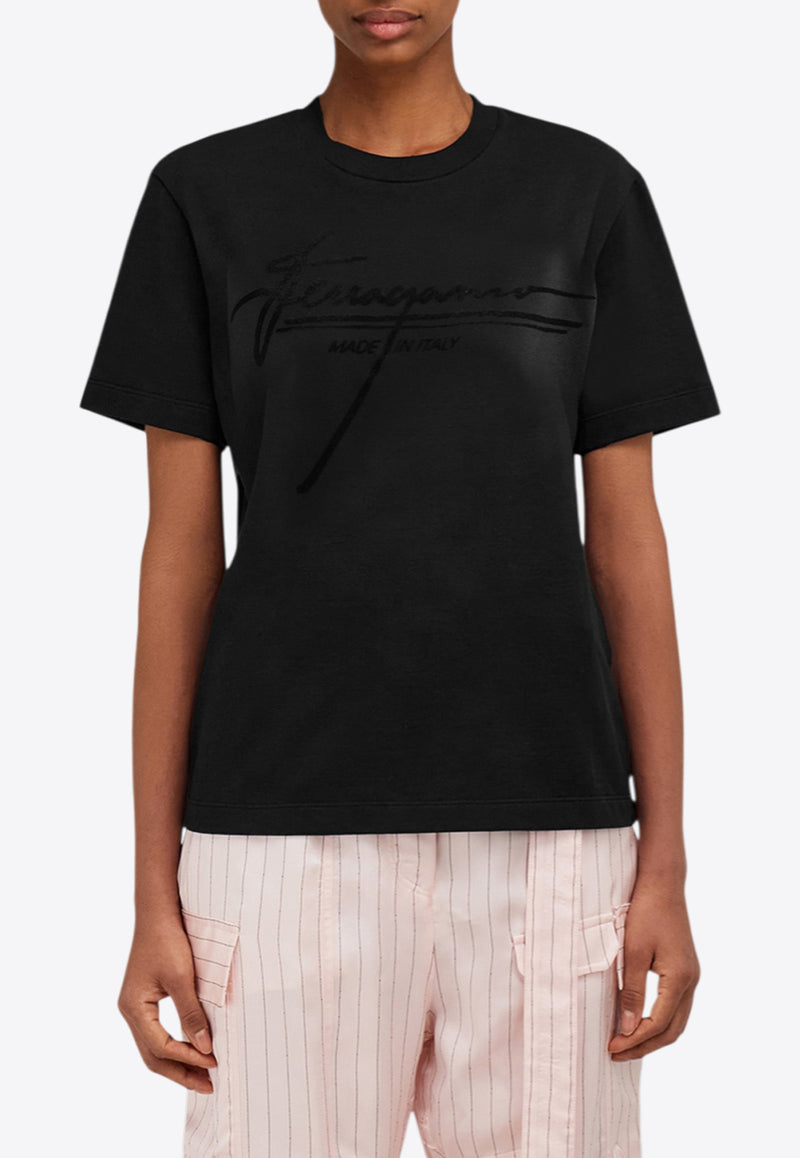 Ferragamo Signature Logo Print T-shirt Black 13H557 H 787048 NERO