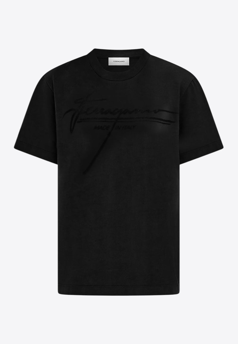 Ferragamo Signature Logo Print T-shirt Black 13H557 H 787048 NERO