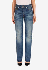 Ferragamo Straight-Leg Faded Jeans Denim 13H962 T 790702 VINTAGE BLUE