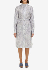 Ferragamo Alligator Print Silk Belted Dress Graphite 13I154 A 791893 GRAPHITE/MASCARPONE