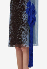 Ferragamo Printed Silk Dress with Flower Inlay Multicolor 13I357 A 793476 WASHED DENIM/EXPRESSO