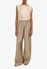 Ferragamo Gancini Silk Jacquard Pajama Pants Beige 13I433 P 793656 SAFARI