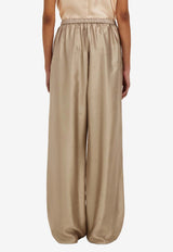 Ferragamo Gancini Silk Jacquard Pajama Pants Beige 13I433 P 793656 SAFARI