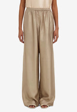 Ferragamo Gancini Silk Jacquard Pajama Pants Beige 13I433 P 793656 SAFARI