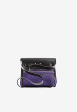Mini Herbag Zip 20 in Purple Canvas and Black Hunter Leather