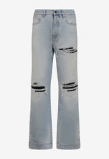 Amiri Ripped Overwashed Straight-Leg Jeans Blue