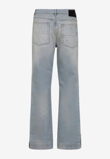 Amiri Ripped Overwashed Straight-Leg Jeans Blue