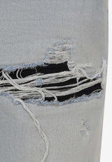 Amiri Ripped Overwashed Straight-Leg Jeans Blue