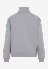 Miu Miu Zip-Up Sweatshirt with Embroidered-Logo Gray