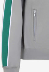 Miu Miu Zip-Up Sweatshirt with Embroidered-Logo Gray