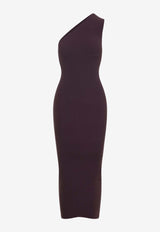 Wolford Slash One-Shoulder Midi Dress Plum