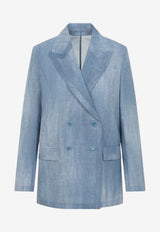 Ermanno Scervino Double-Breasted Denim Blazer Blue