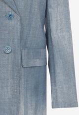 Ermanno Scervino Double-Breasted Denim Blazer Blue