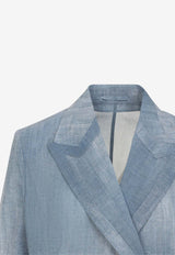 Ermanno Scervino Double-Breasted Denim Blazer Blue