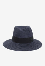 Maison Michel Virginie Hat with Logo-Plaque Navy