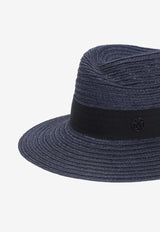 Maison Michel Virginie Hat with Logo-Plaque Navy