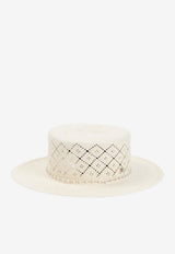 Maison Michel Kiki Hat with Logo-Plaque White
