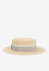 Maison Michel Kiki Hat with Logo-Plaque Natural