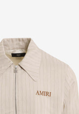 Amiri Striped Jacket with Embroidered-Logo Ivory