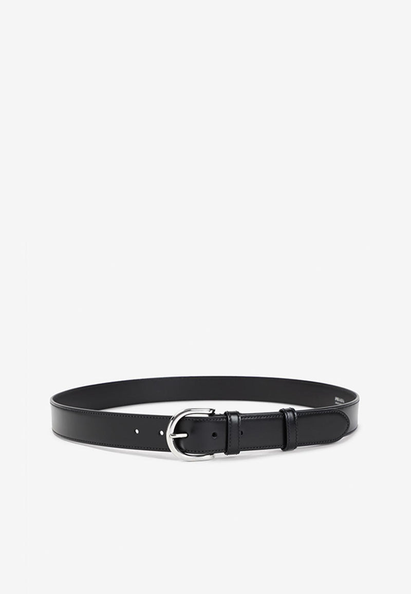 Round Buckle Leather Belt