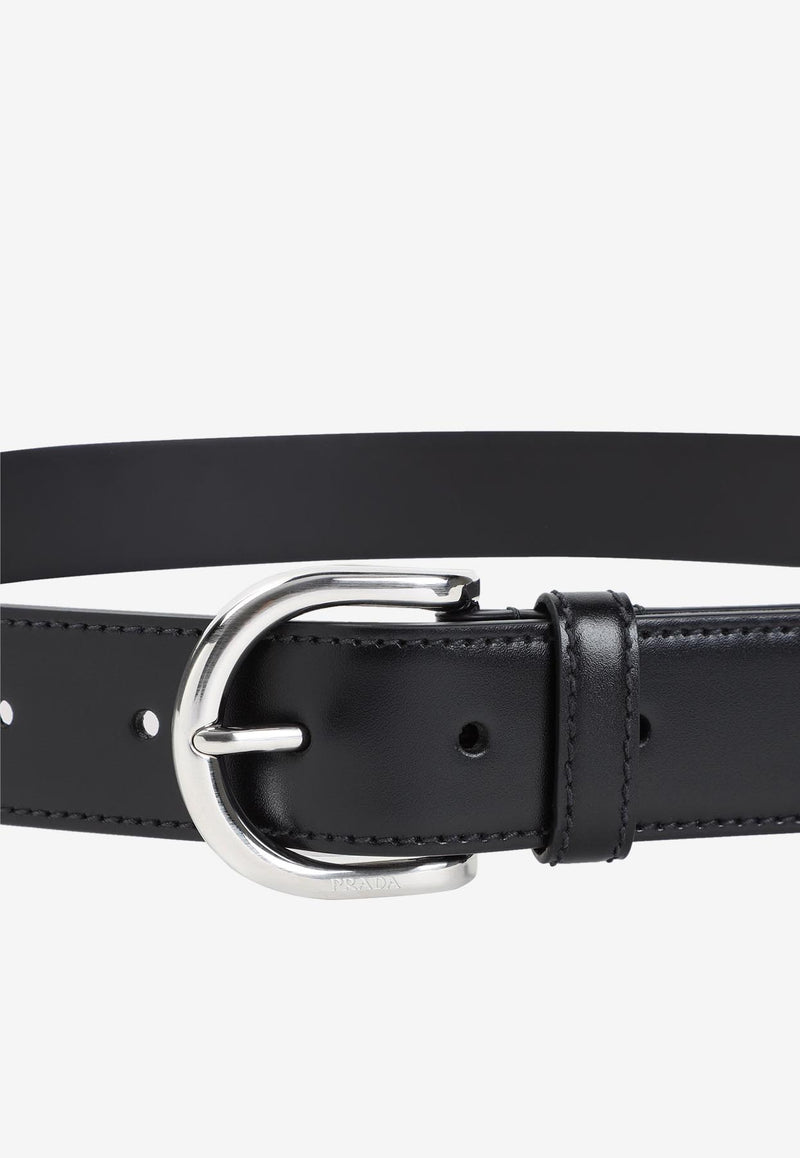 Round Buckle Leather Belt
