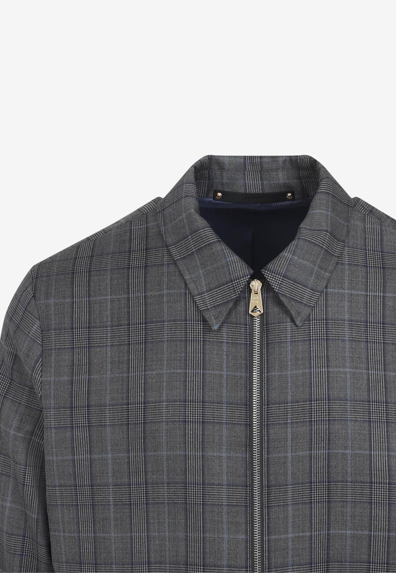 Prince-of-Wales Zip-Up Jacket in Wool