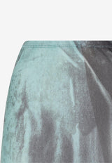 Water Mesh Printed Maxi Skirt