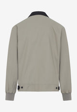 Leather-Collar Zip-Up Jacket