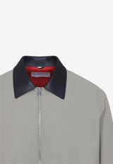 Leather-Collar Zip-Up Jacket