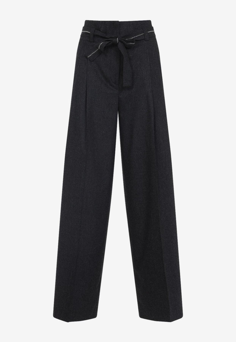 Belted Wide-Leg Pants