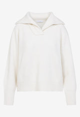 Spread-Collar Sweater in Wool, Cashmere and Silk