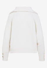 Spread-Collar Sweater in Wool, Cashmere and Silk