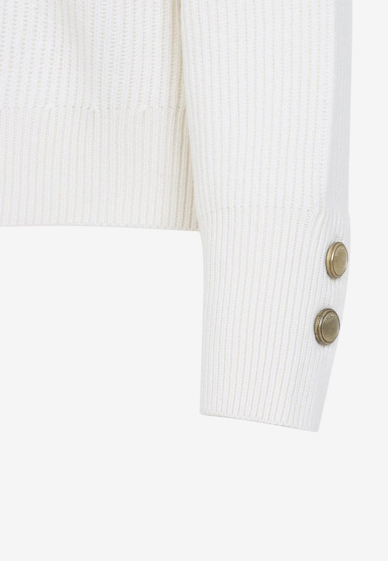 Spread-Collar Sweater in Wool, Cashmere and Silk