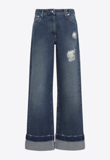 Distressed Straight-Leg Jeans
