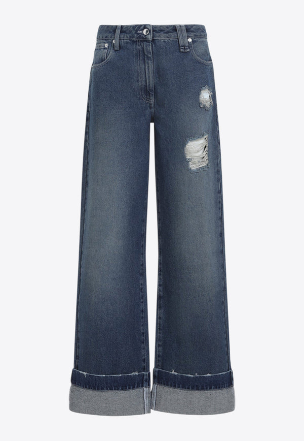 Distressed Straight-Leg Jeans
