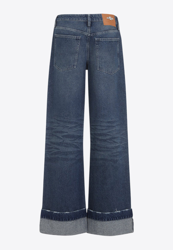 Distressed Straight-Leg Jeans